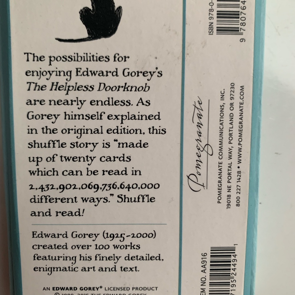 Edward Gorey "The Helpless Doorknob: A Shuffled Story" card deck - Picture 2 of 4